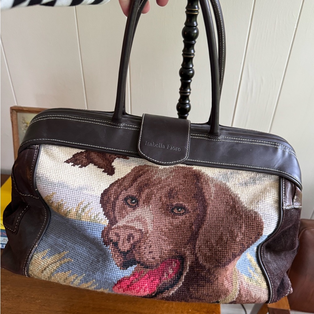 Isabella Fiore Brown Dog Tote Bag